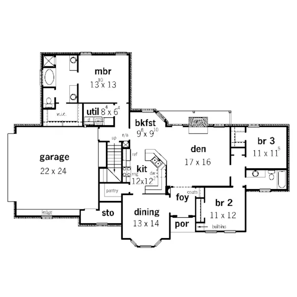 Traditional House Plan First Floor - Beckinsale Traditional Home 092D-0126 - Search House Plans and More