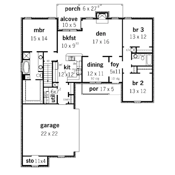 Traditional House Plan First Floor - Grecian Way Country Home 092D-0127 - Search House Plans and More