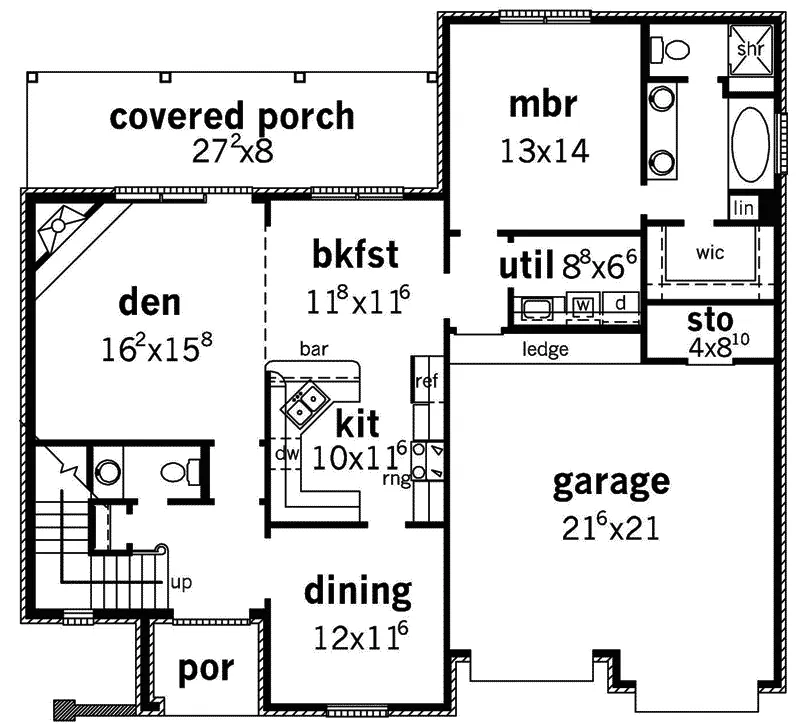 Country French House Plan First Floor - Falcon View French Country Home 092D-0128 - Search House Plans and More