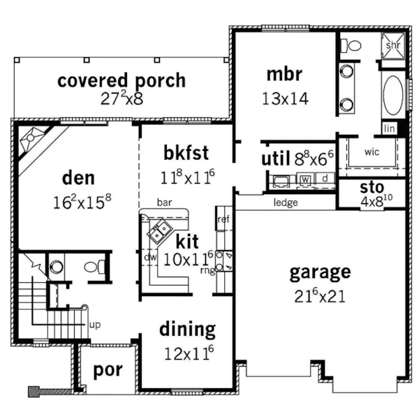 Country French House Plan First Floor - Falcon View French Country Home 092D-0128 - Search House Plans and More