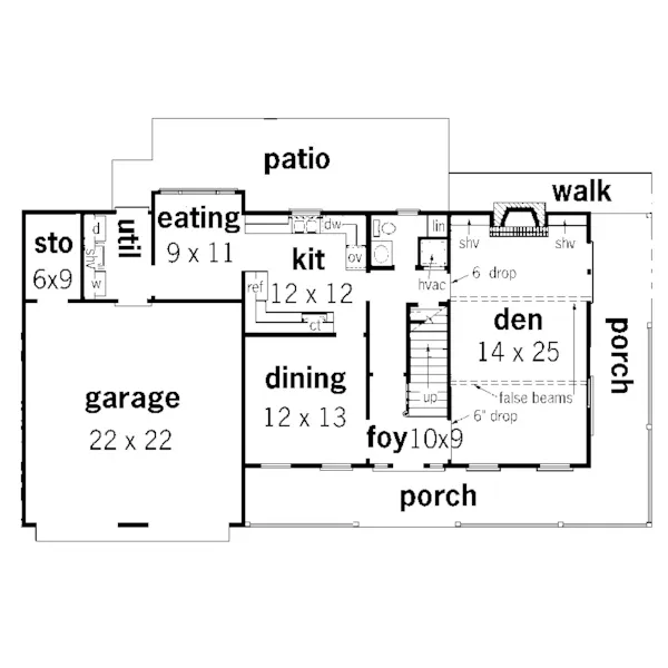 Country House Plan First Floor - Danson Country Home 092D-0133 - Search House Plans and More