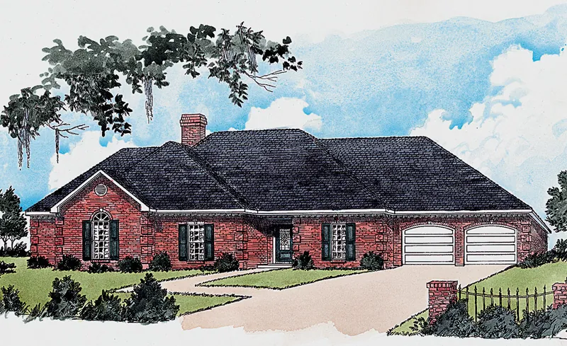 Traditional Ranch Has Brick Exterior And Front Loading Garage