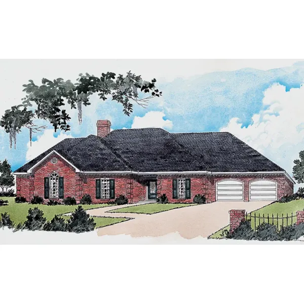 Traditional Ranch Has Brick Exterior And Front Loading Garage