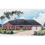 Traditional Ranch Has Brick Exterior And Front Loading Garage