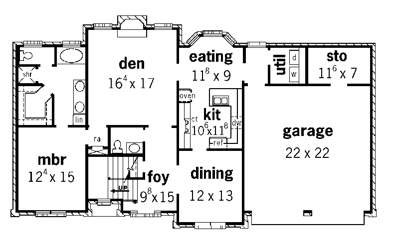 Georgian House Plan First Floor - Dumont Two-Story Home 092D-0139 - Search House Plans and More