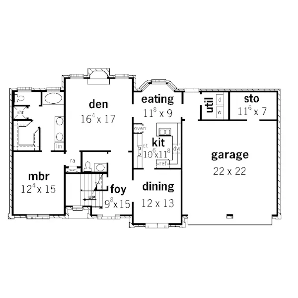 Georgian House Plan First Floor - Dumont Two-Story Home 092D-0139 - Search House Plans and More