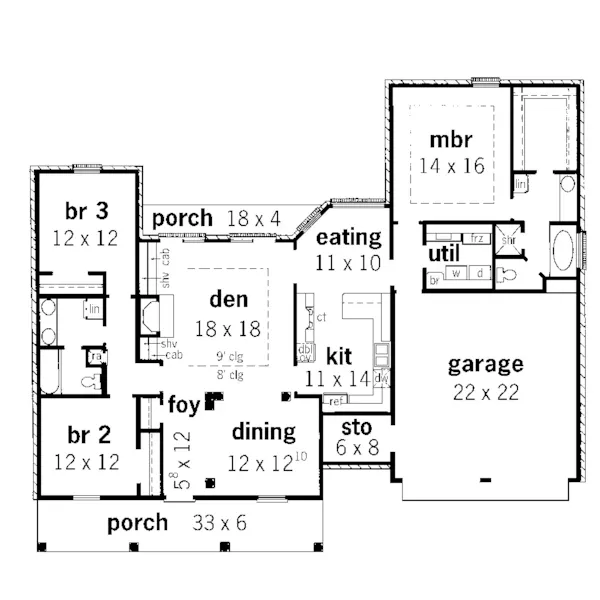 European House Plan First Floor - Elm Forest European Ranch Home 092D-0140 - Search House Plans and More