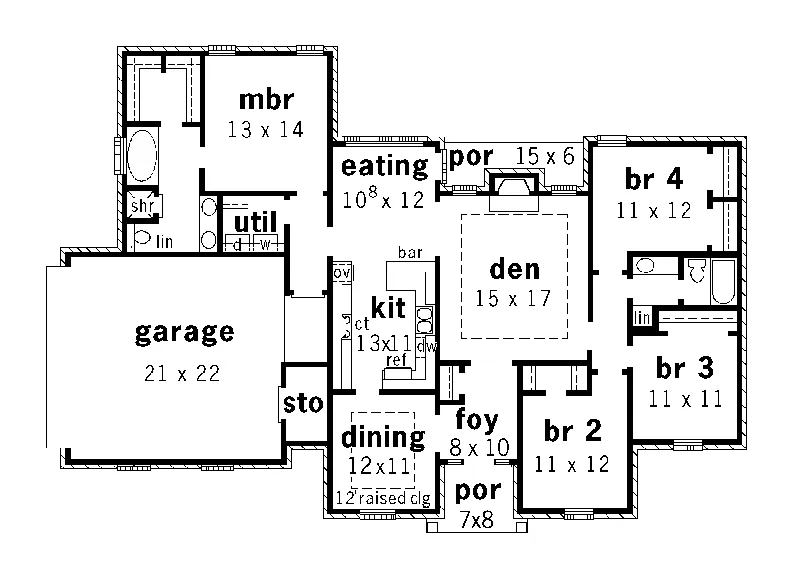 Georgian House Plan First Floor - Farnham Place Ranch Home 092D-0144 - Search House Plans and More