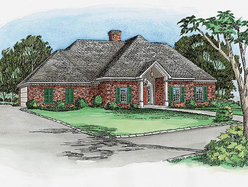 Stylish Brick Ranch With Centered Covered Front Porch