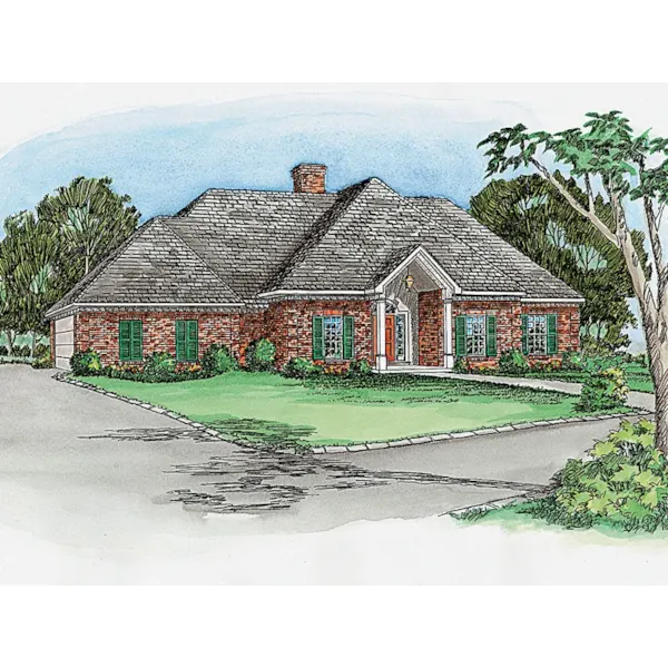 Stylish Brick Ranch With Centered Covered Front Porch