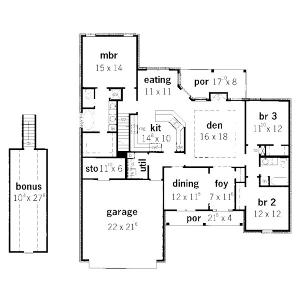 Ranch House Plan First Floor - Hamlin Traditional Ranch Home 092D-0145 - Search House Plans and More