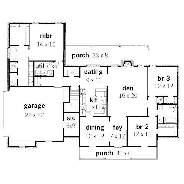 Country House Plan First Floor - Chardonnay Cove Country Home 092D-0148 - Search House Plans and More