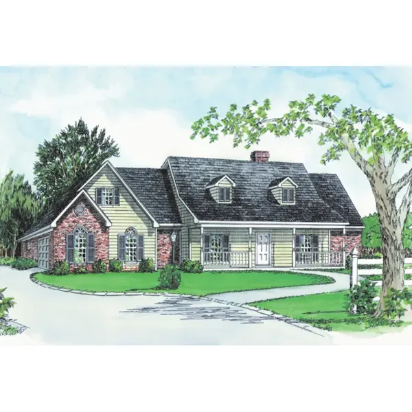 Country Style Home Has Inviting Front Porch And Twin Dormers