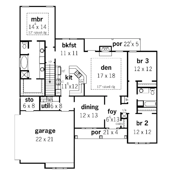 Country House Plan First Floor - Modesto Lake Country Home 092D-0151 - Shop House Plans and More