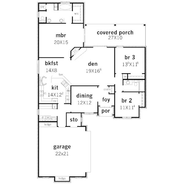 Country French House Plan First Floor - River Hollow Rustic Ranch Home 092D-0153 - Shop House Plans and More