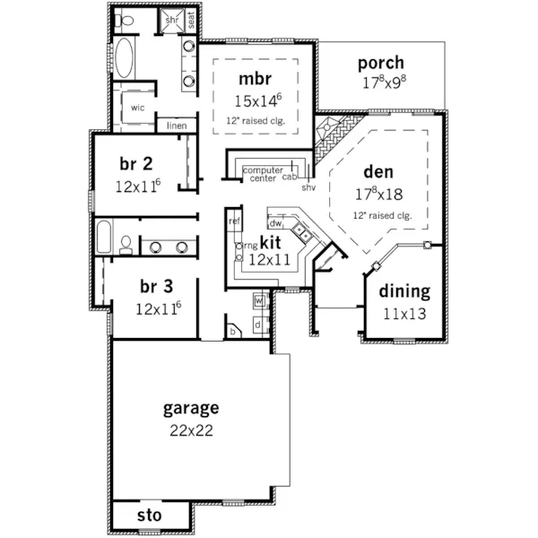 Country French House Plan First Floor - Camelia Creek Ranch Home 092D-0154 - Search House Plans and More