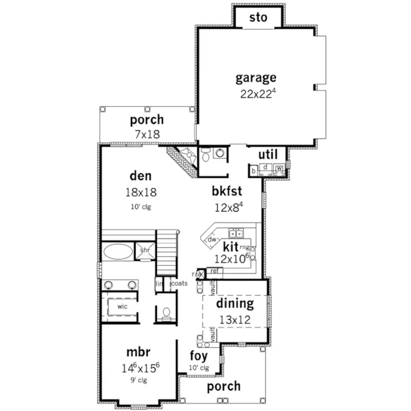 Country French House Plan First Floor - Lemieux Craftsman Home 092D-0157 - Shop House Plans and More