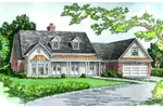 Traditional Style Home Has Copper Roof on Bay Window And Covered Front Porch