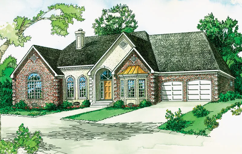 Traditional House Plan Front of Home - Hennet Traditional Home 092D-0169 - Search House Plans and More