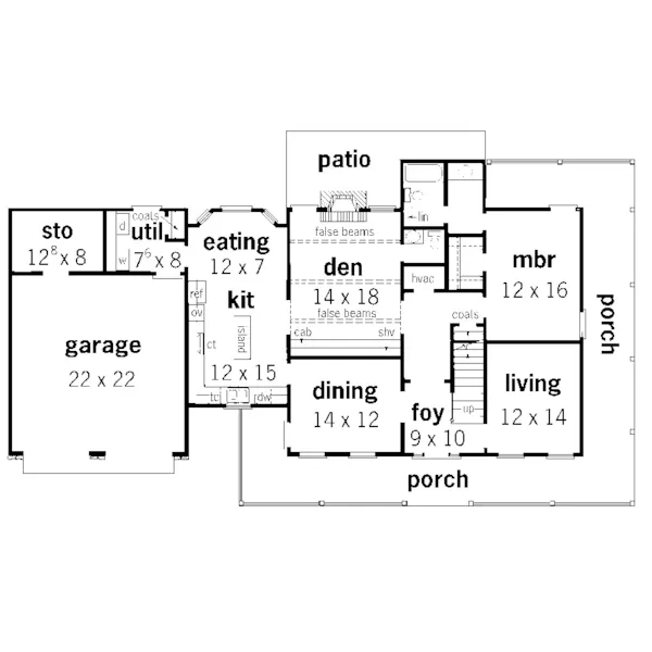 Contemporary House Plan First Floor - Highmont Country Home 092D-0172 - Search House Plans and More