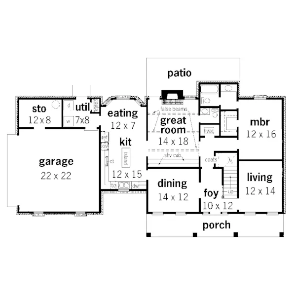 Traditional House Plan First Floor - Hopill Traditional Home 092D-0173 - Search House Plans and More