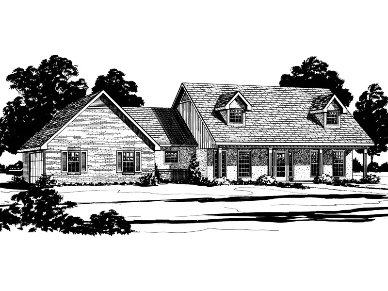 Traditional House Plan Front of Home - Hopill Traditional Home 092D-0173 - Search House Plans and More