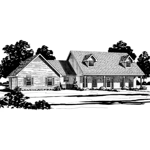 Traditional House Plan Front of Home - Hopill Traditional Home 092D-0173 - Search House Plans and More