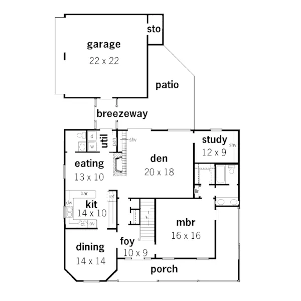 Country House Plan First Floor - Shiloh Crest Country Home 092D-0181 - Shop House Plans and More