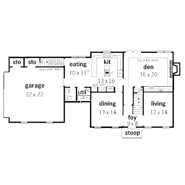 Colonial House Plan First Floor - Terrebonne Colonial Style Home 092D-0182 - Shop House Plans and More