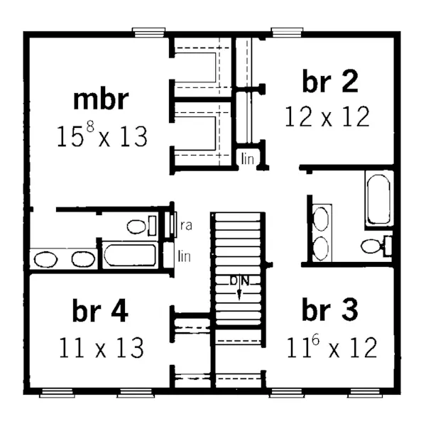 Colonial House Plan Second Floor - Terrebonne Colonial Style Home 092D-0182 - Shop House Plans and More