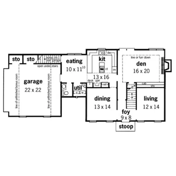 Colonial House Plan First Floor - Gillham Place Colonial Home 092D-0183 - Search House Plans and More