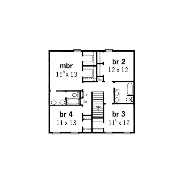 Colonial House Plan Second Floor - Gillham Place Colonial Home 092D-0183 - Search House Plans and More