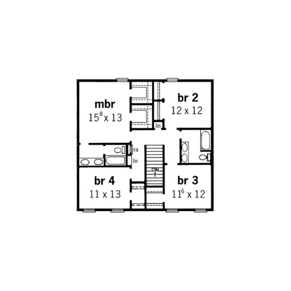 Colonial House Plan Second Floor - Whitman Garden Colonial Home 092D-0184 - Shop House Plans and More