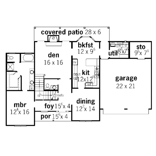 Country House Plan First Floor - Damian Bluff Country Home 092D-0186 - Search House Plans and More