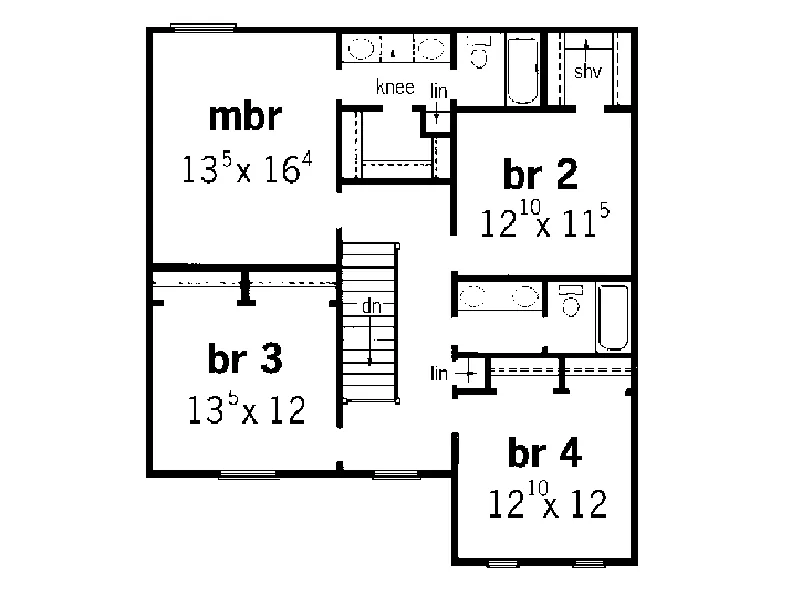 Traditional House Plan Second Floor - Chieftan Crest Traditional Home 092D-0188 - Search House Plans and More