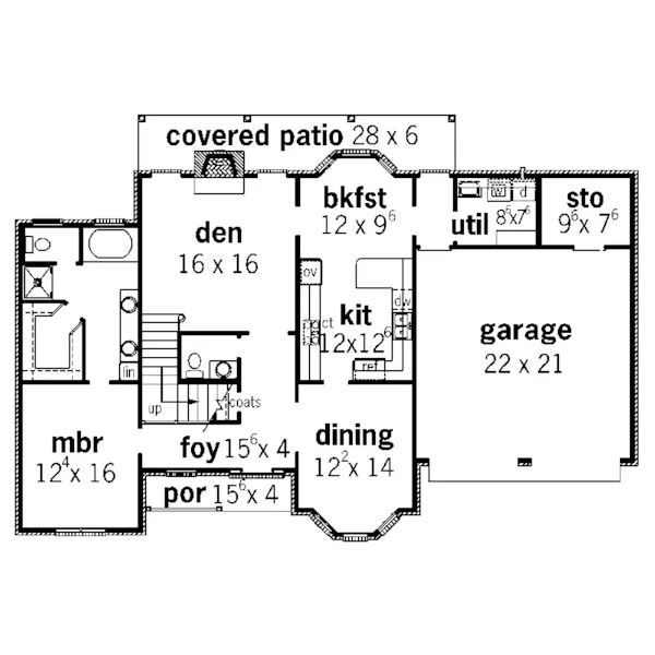 Georgian House Plan First Floor - Sorrel Georgian Home 092D-0192 - Shop House Plans and More