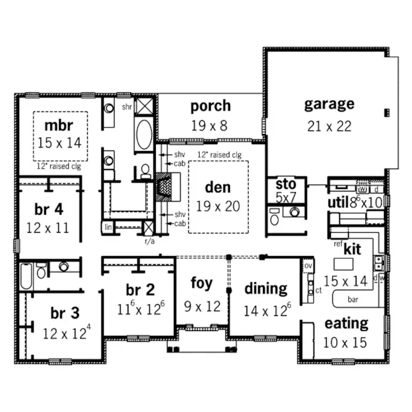 Ranch House Plan First Floor - Marceline Place Traditional Home 092D-0193 - Shop House Plans and More