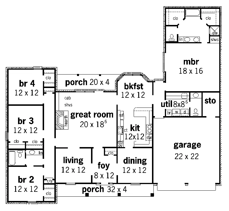 European House Plan First Floor - Portage Lake Ranch Home 092D-0195 - Shop House Plans and More