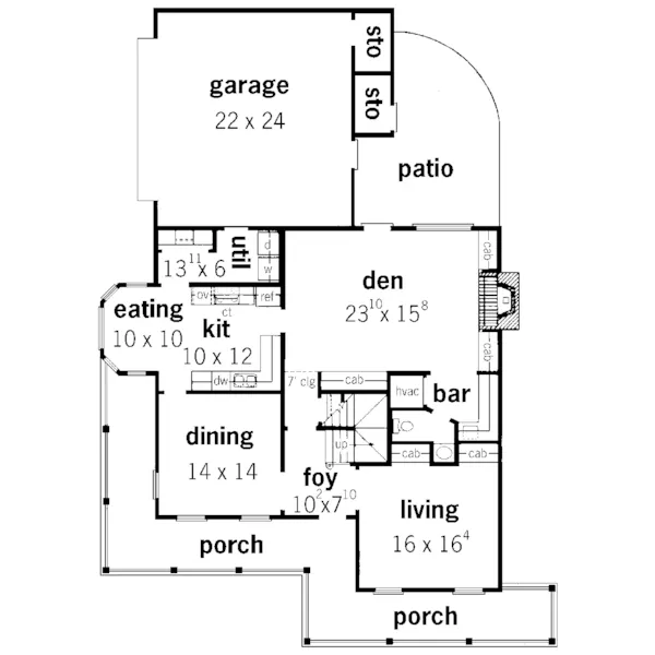 Traditional House Plan First Floor - Adair Creek Country Home 092D-0201 - Search House Plans and More