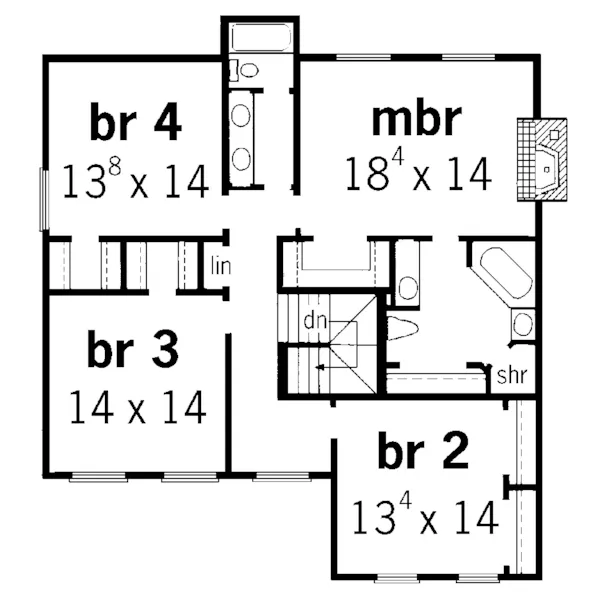 Traditional House Plan Second Floor - Adair Creek Country Home 092D-0201 - Search House Plans and More