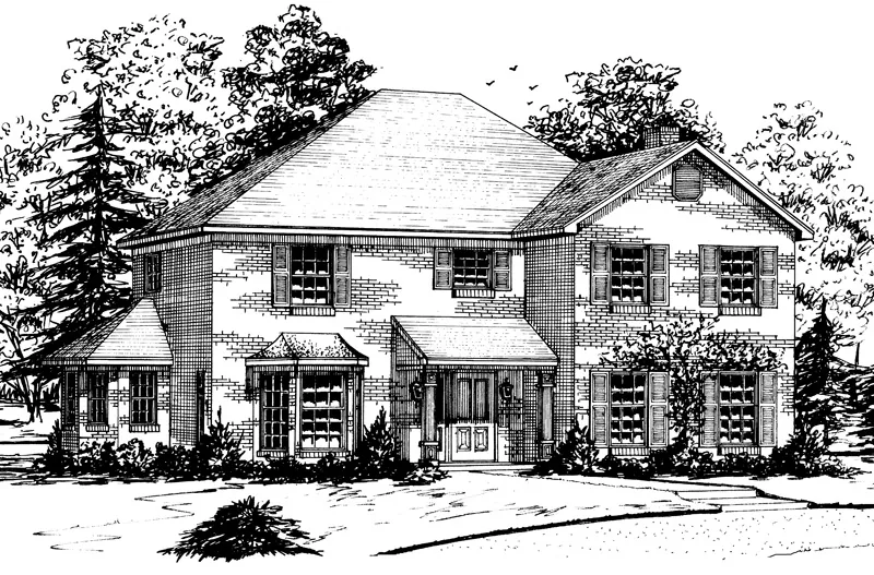 Georgian House Plan Front of Home - Copenhagen Creek Country Home 092D-0202 - Search House Plans and More