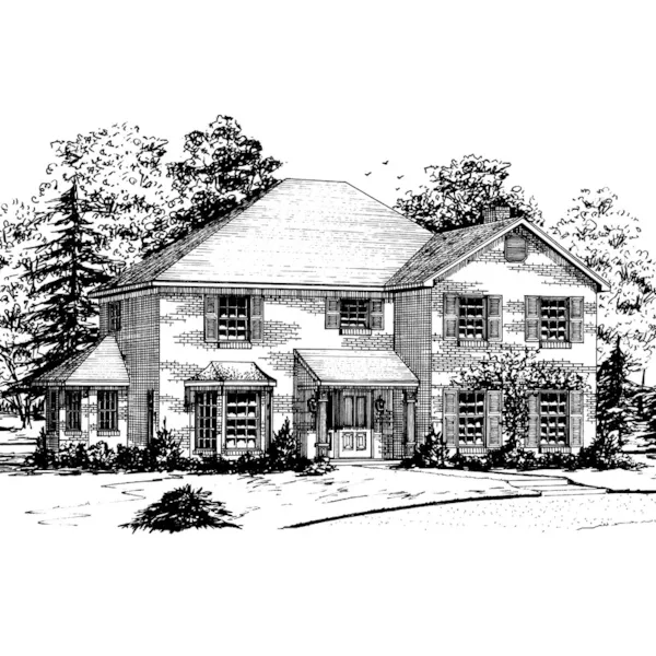 Georgian House Plan Front of Home - Copenhagen Creek Country Home 092D-0202 - Search House Plans and More