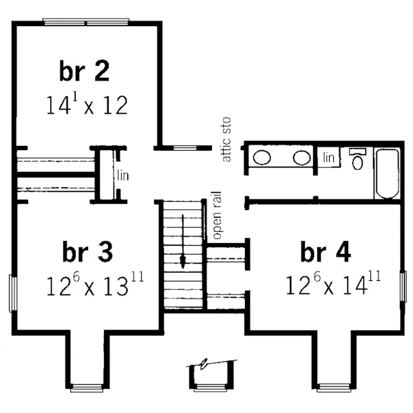 Traditional House Plan Second Floor - Anthony Farm Southern Home 092D-0206 - Search House Plans and More