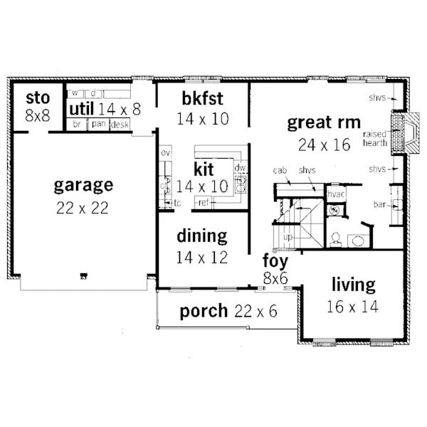 Traditional House Plan First Floor - Dorrey Traditional Home 092D-0213 - Search House Plans and More