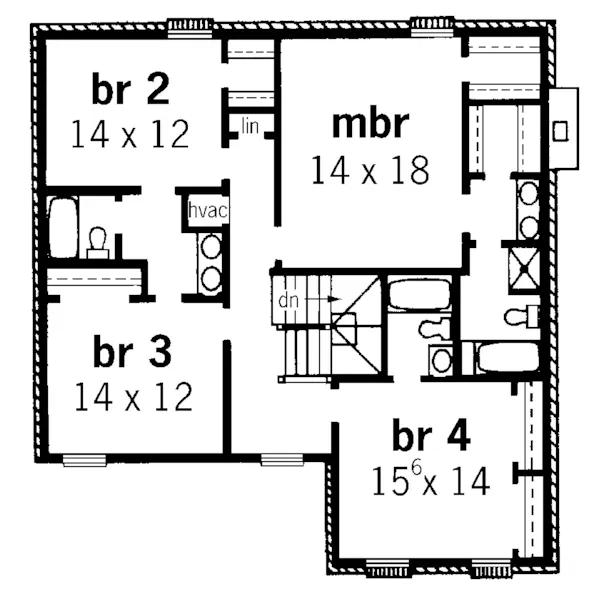 Traditional House Plan Second Floor - Dorrey Traditional Home 092D-0213 - Search House Plans and More