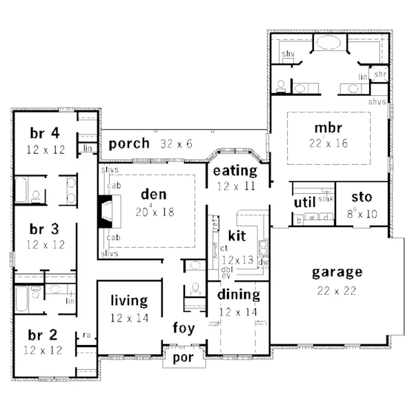 Ranch House Plan First Floor - Pickerington Ranch Home 092D-0215 - Shop House Plans and More