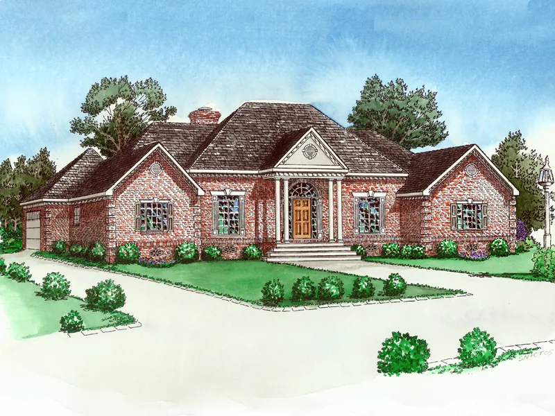Georgian House Plan Front of Home - Packard Creek European Home 092D-0218 - Shop House Plans and More