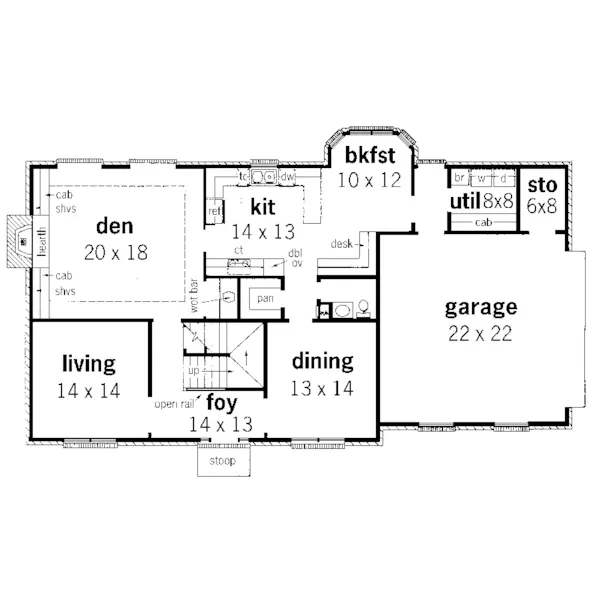 Colonial House Plan First Floor - Whitshire Colonial Home 092D-0220 - Shop House Plans and More