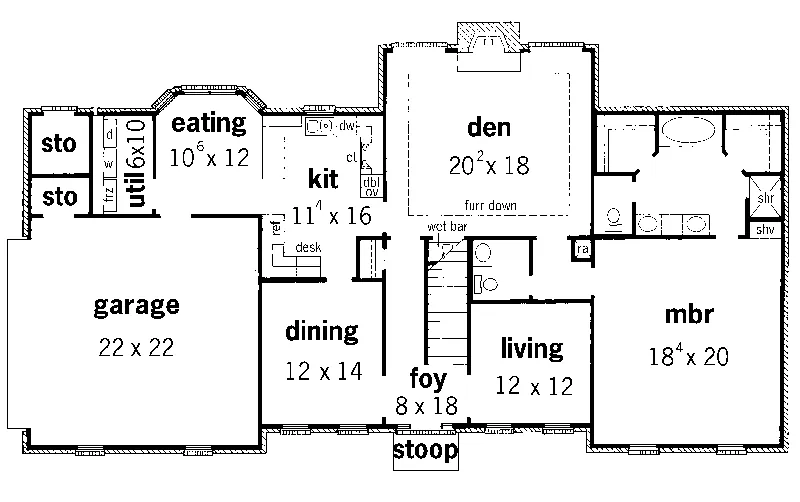 Georgian House Plan First Floor - Westrick Colonial Home 092D-0221 - Shop House Plans and More