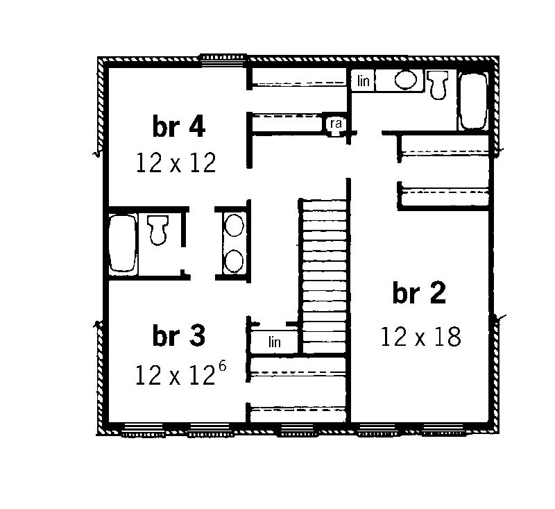 Georgian House Plan Second Floor - Westrick Colonial Home 092D-0221 - Shop House Plans and More